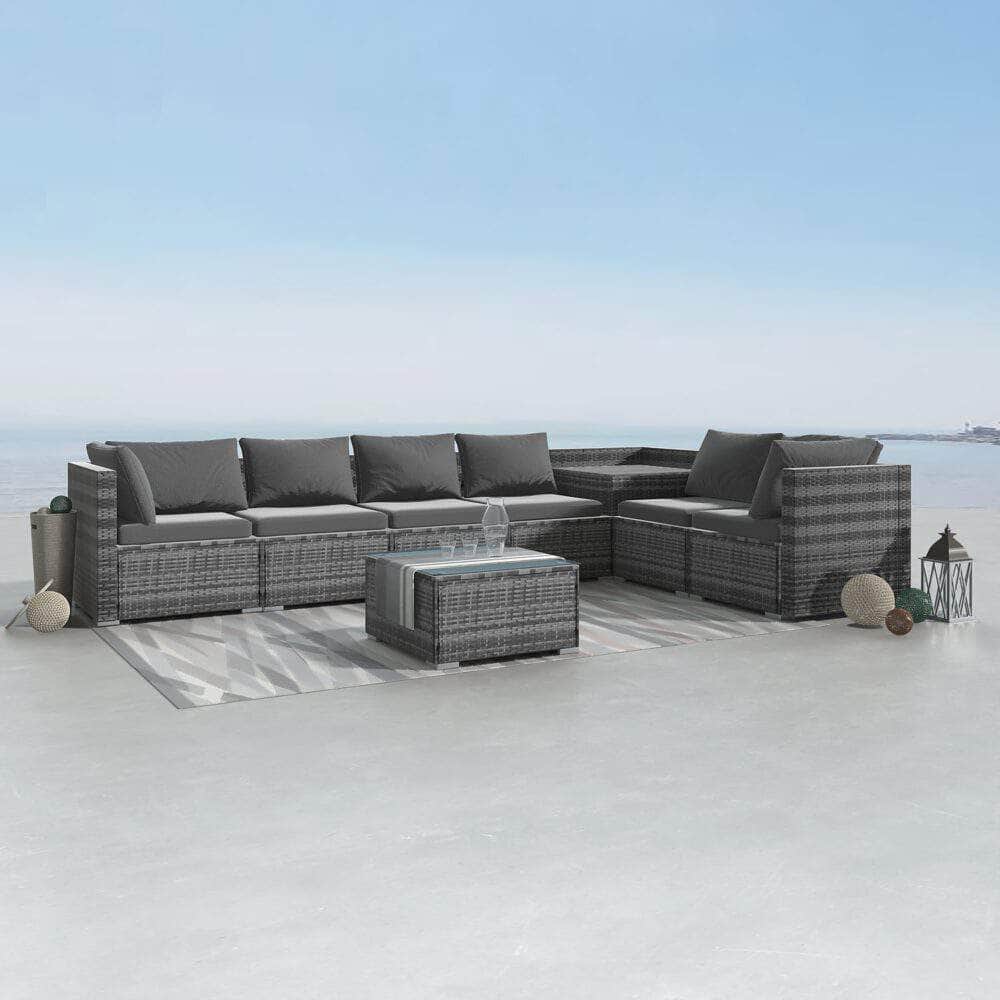 8PCS Outdoor Furniture Modular Lounge Sofa Lizard-Black
