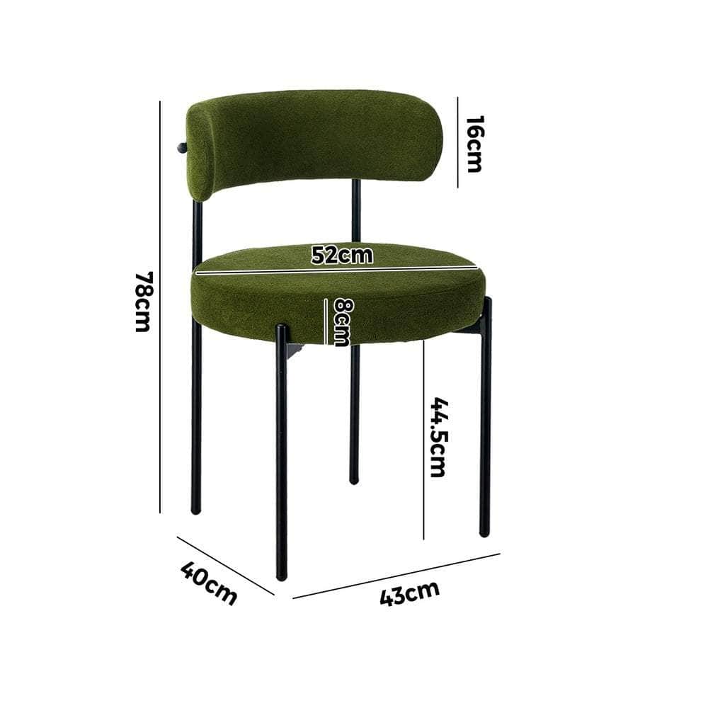 8x & 6x Dining Chair Round Boucle Seats Backrest Green