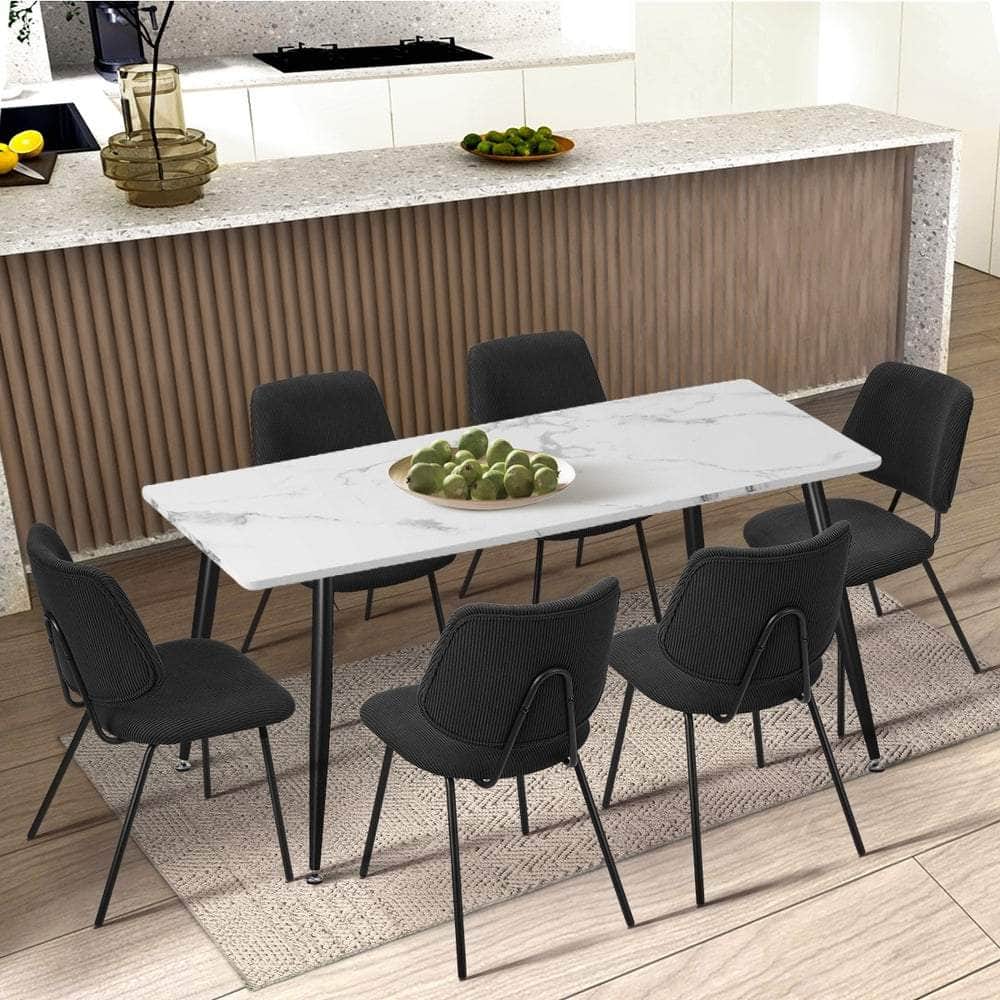 8x Dining Chair Vintage Retro Polyester Padded Dark Grey