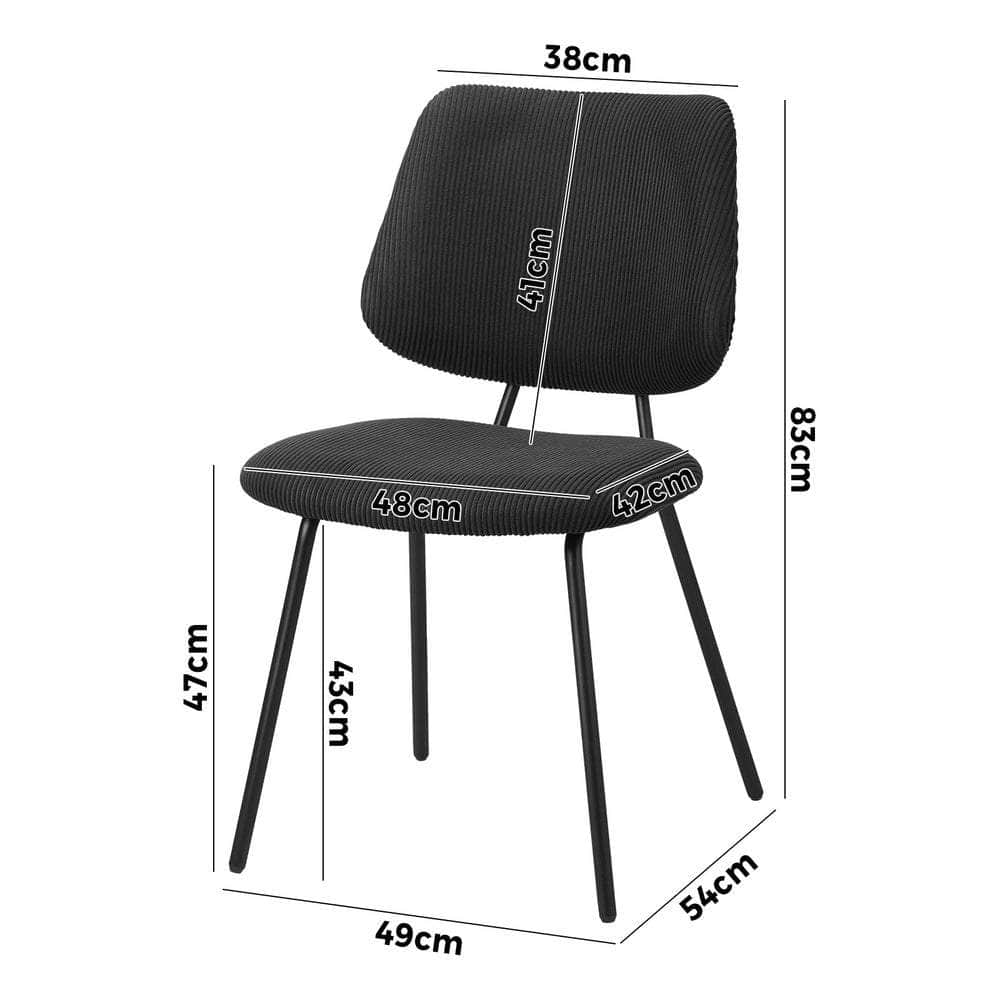 8x Dining Chair Vintage Retro Polyester Padded Dark Grey