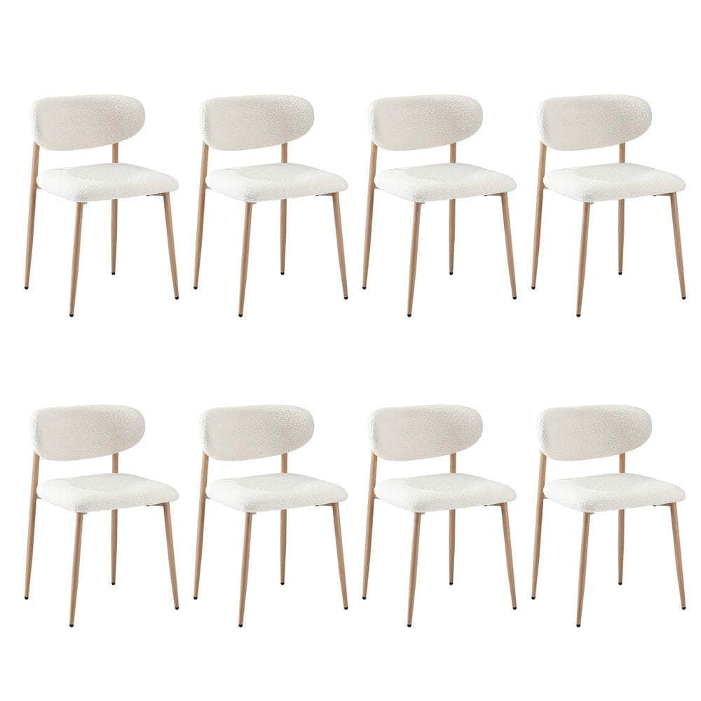 8x Dining Chairs Boucle Fabric Black&White