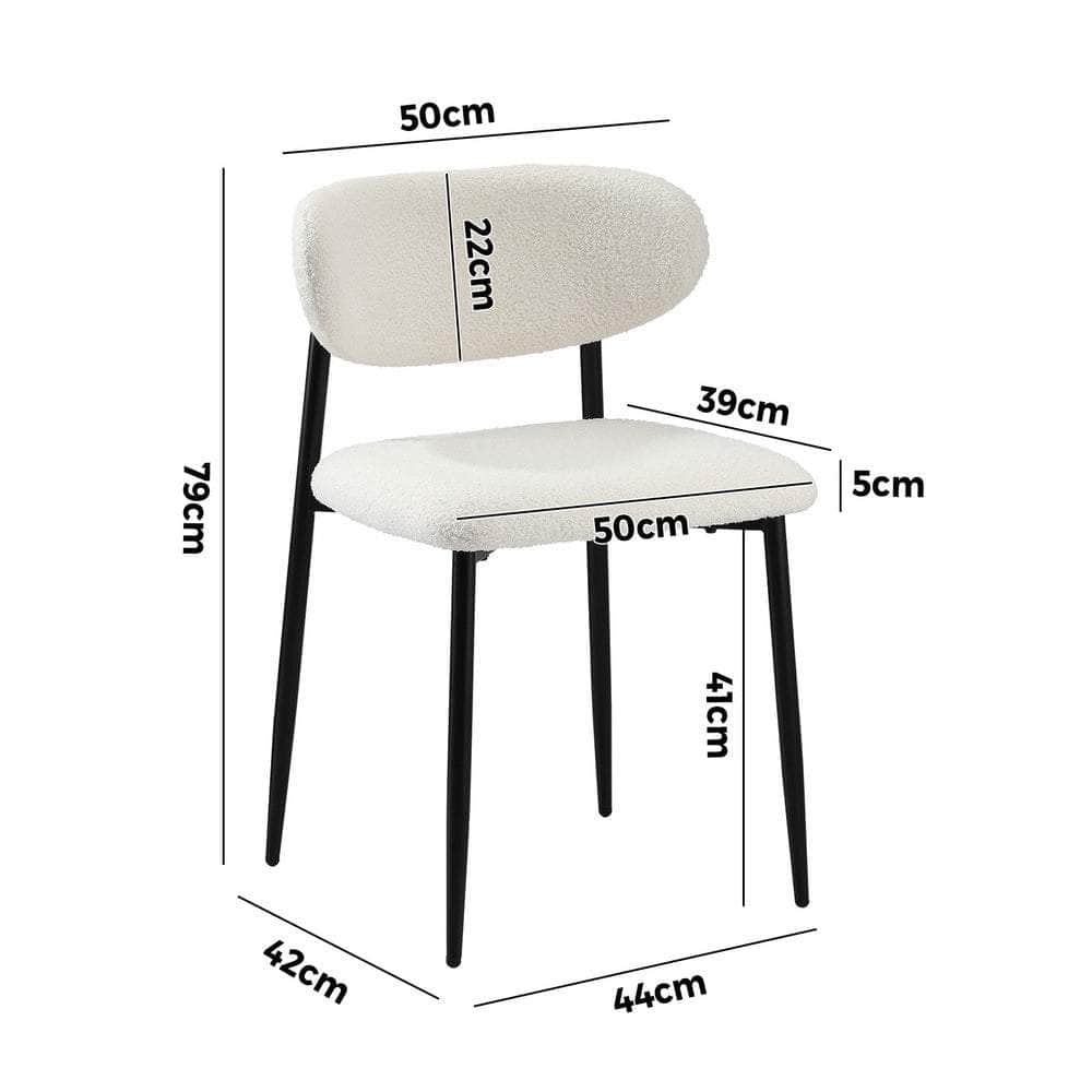 8x Dining Chairs Boucle Fabric Black&White