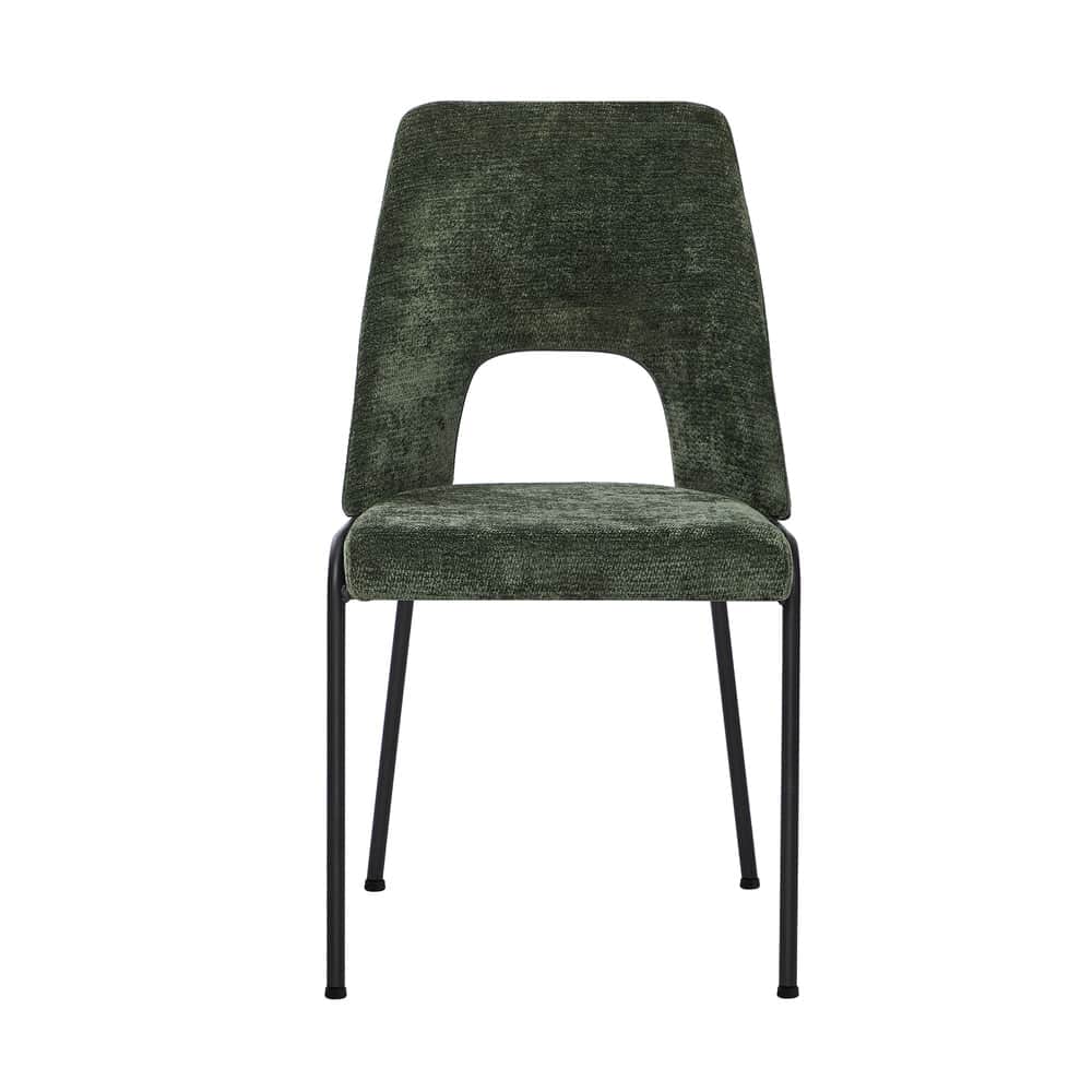 8x Dining Chairs Chenille Fabric Upholstered Kitchen Side Chairs Beige Green & Grey