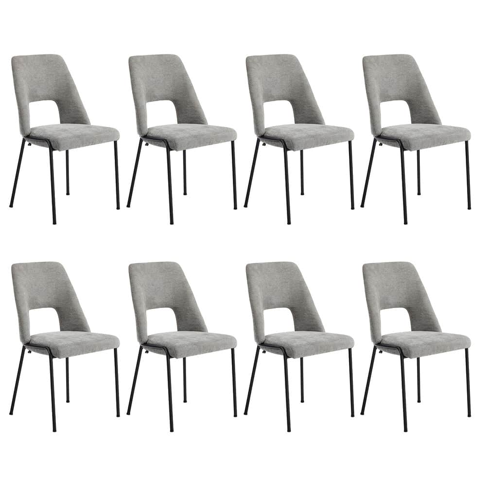 8x Dining Chairs Chenille Fabric Upholstered Kitchen Side Chairs Beige Green & Grey