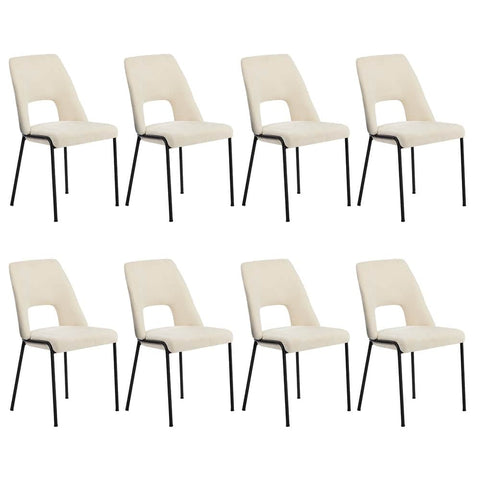 8x Dining Chairs Chenille Fabric Upholstered Kitchen Side Chairs Beige Green & Grey