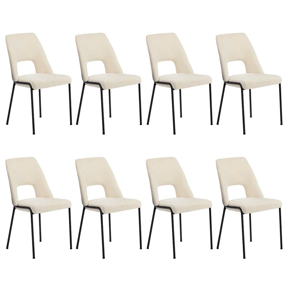 8x Dining Chairs Chenille Fabric Upholstered Kitchen Side Chairs Beige Green & Grey