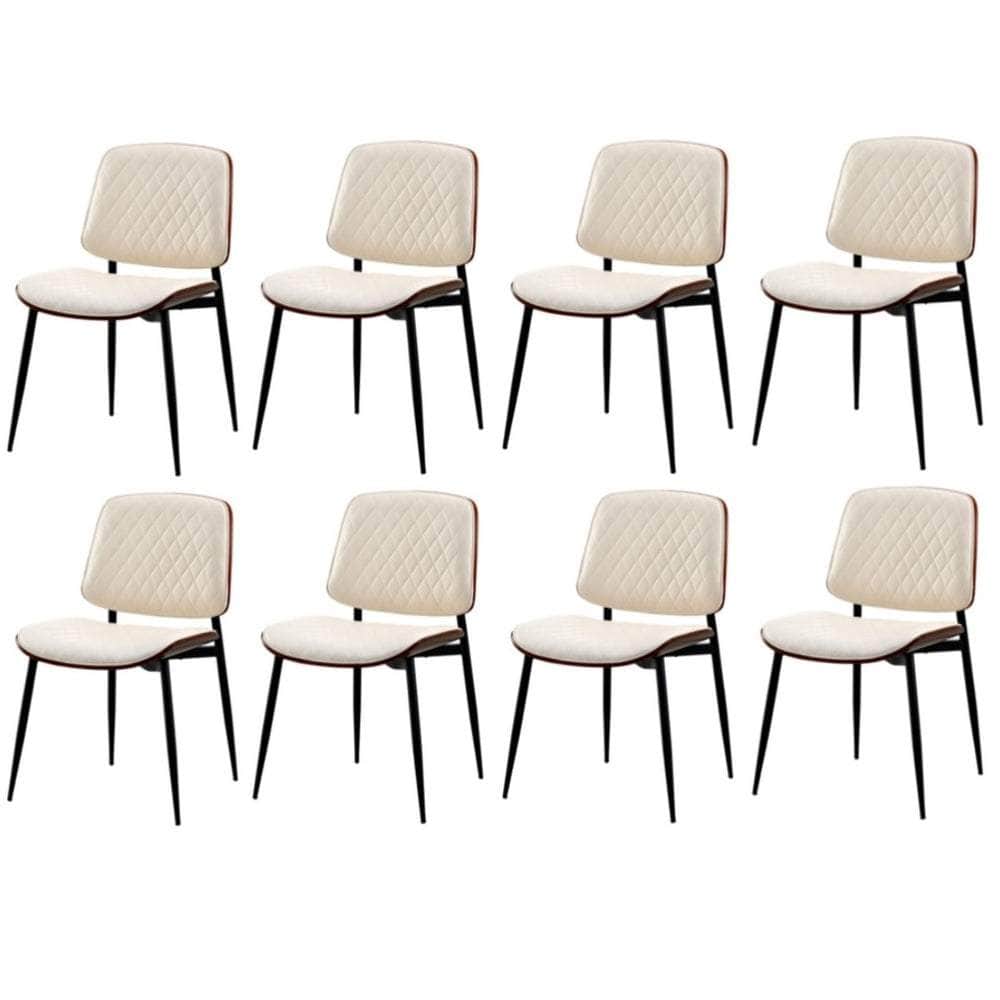8x Dining Chairs Retro PU Leather Solid Wood Metal Leg