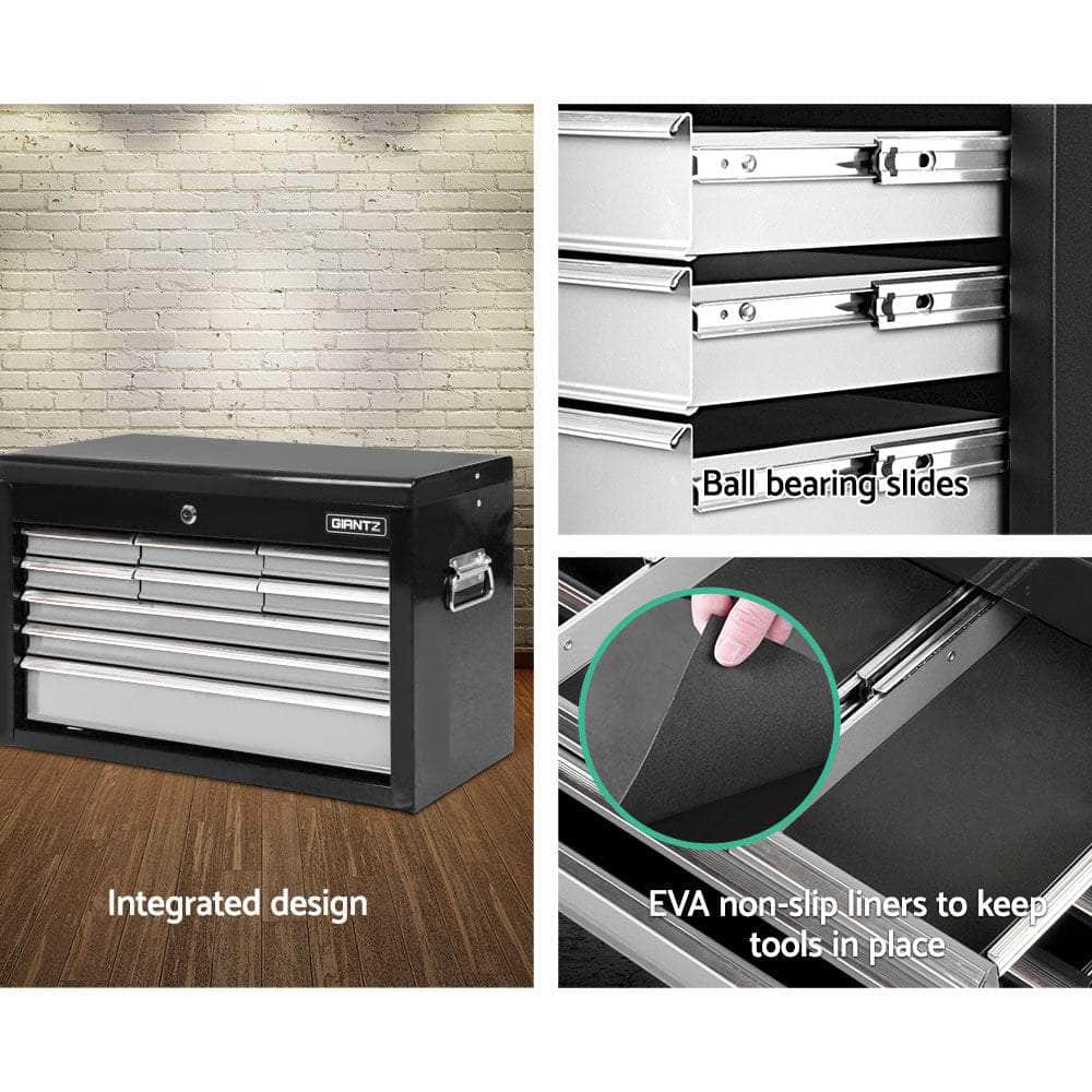 9 Drawer Mechanic Tool Box Storage - Black & Grey