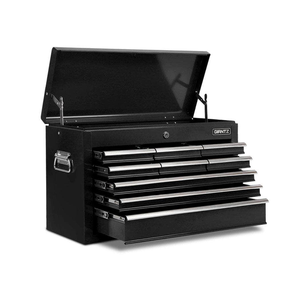 9 Drawer Tool Box Cabinet Chest Toolbox Storage Garage Organiser Black