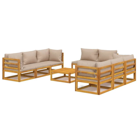 9-Pcs Solid Wood Garden Lounge Set