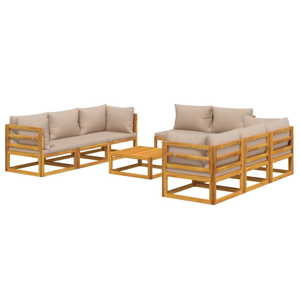 9-Pcs Solid Wood Garden Lounge Set