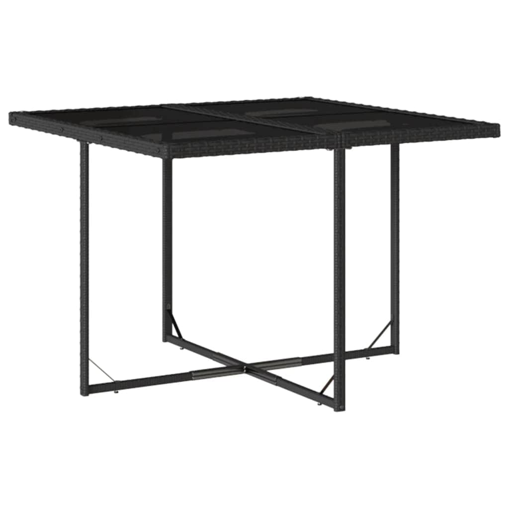 9-Piece Garden Dining Set with Cushions Black Poly Rattan