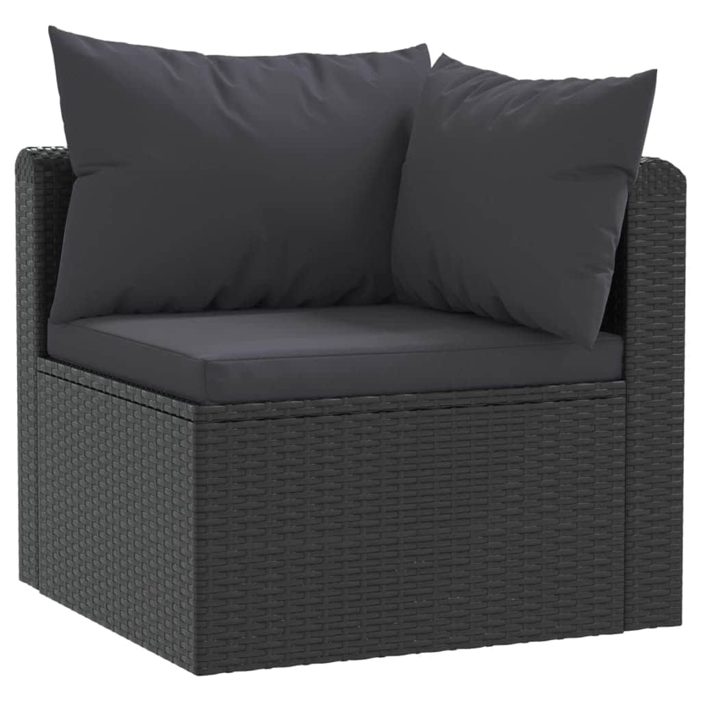 9 Piece Garden Lounge Set with Cushions Poly Rattan Black
