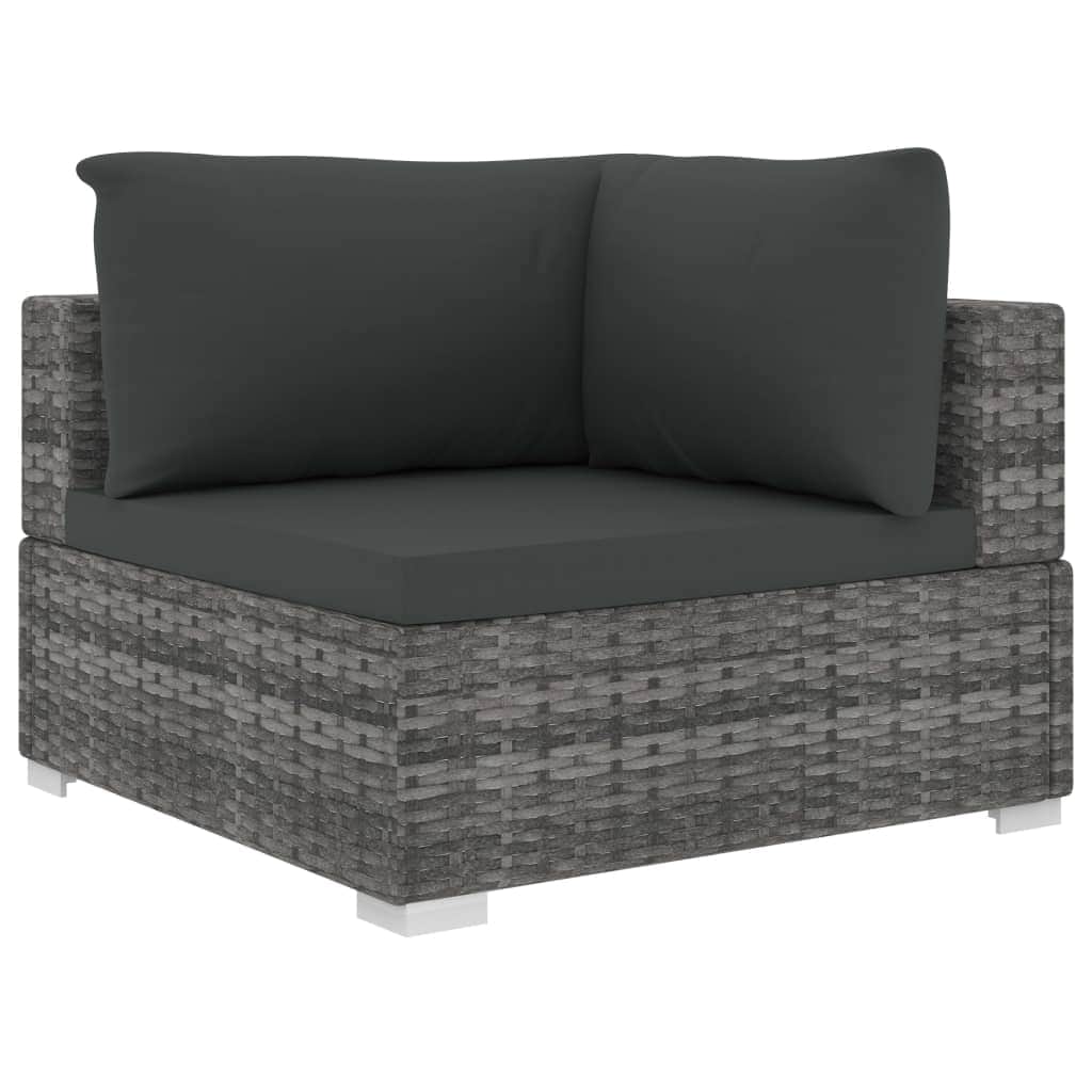 9 Piece Garden Lounge Set with Cushions Poly Rattan Grey