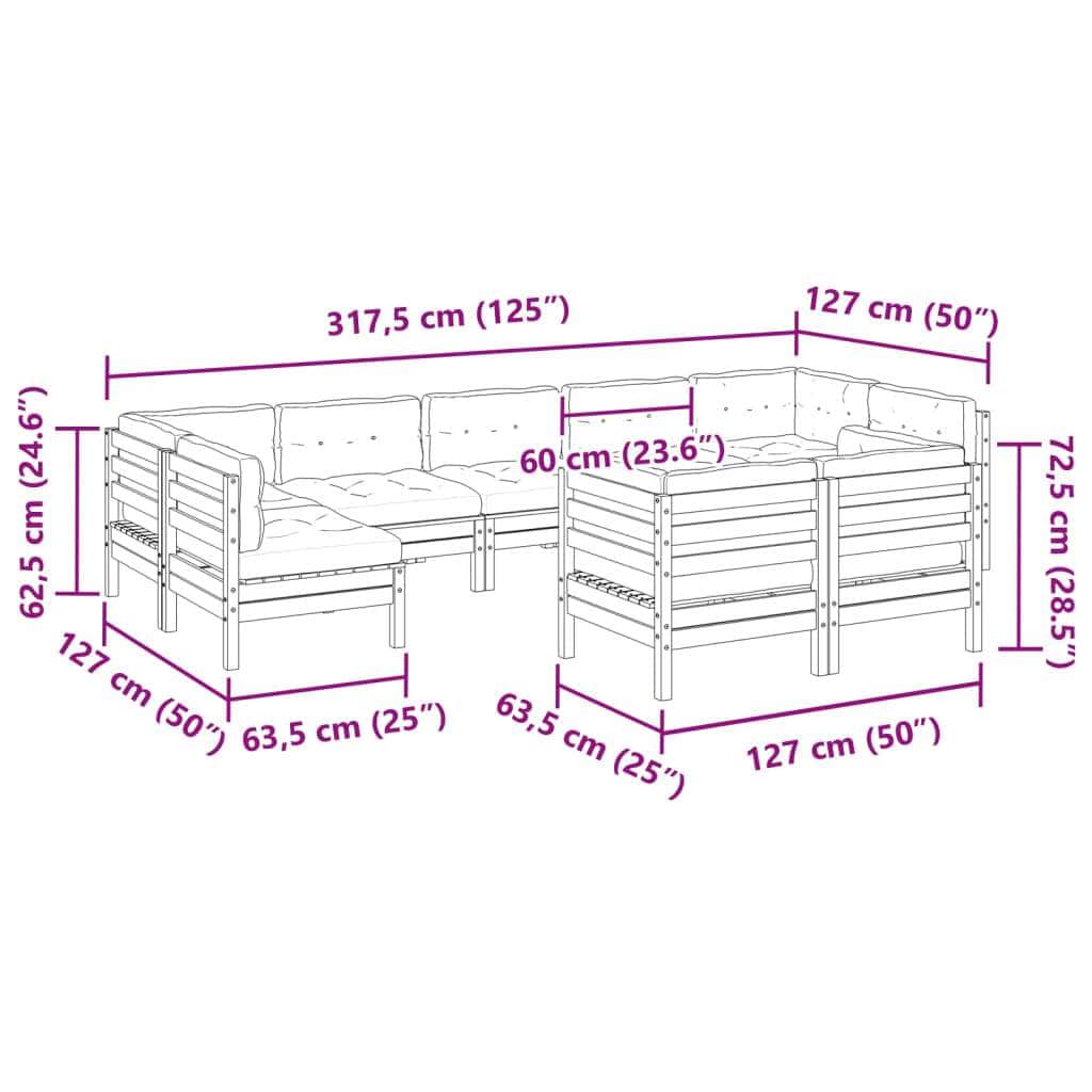 9 Piece Garden Sofa Set with Cushions Solid Wood Douglas Fir