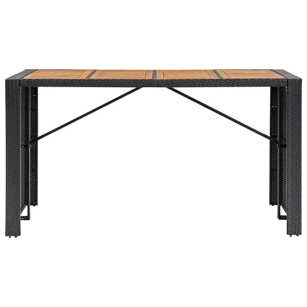 9 Piece Outdoor Bar Set Poly Rattan and Acacia Wood Black