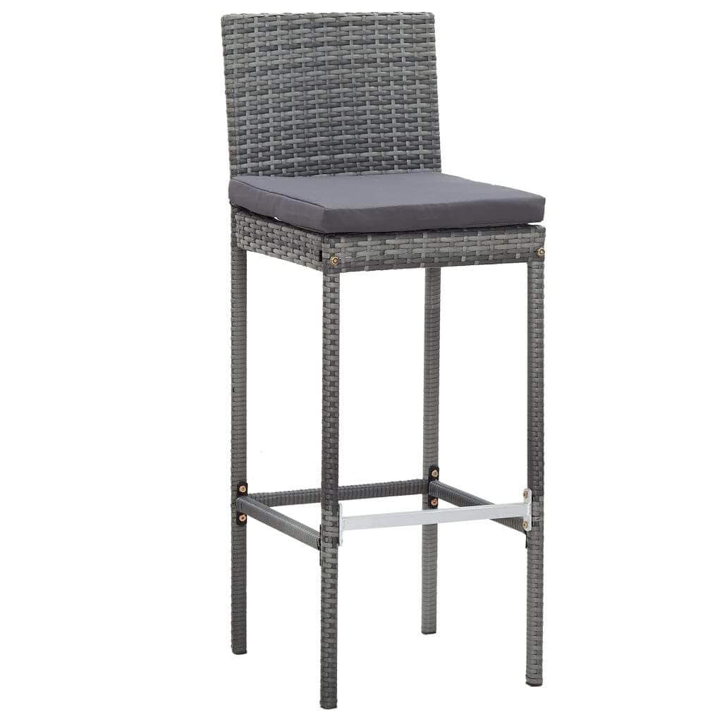 9 Piece Outdoor Bar Set Poly Rattan and Acacia Wood Grey