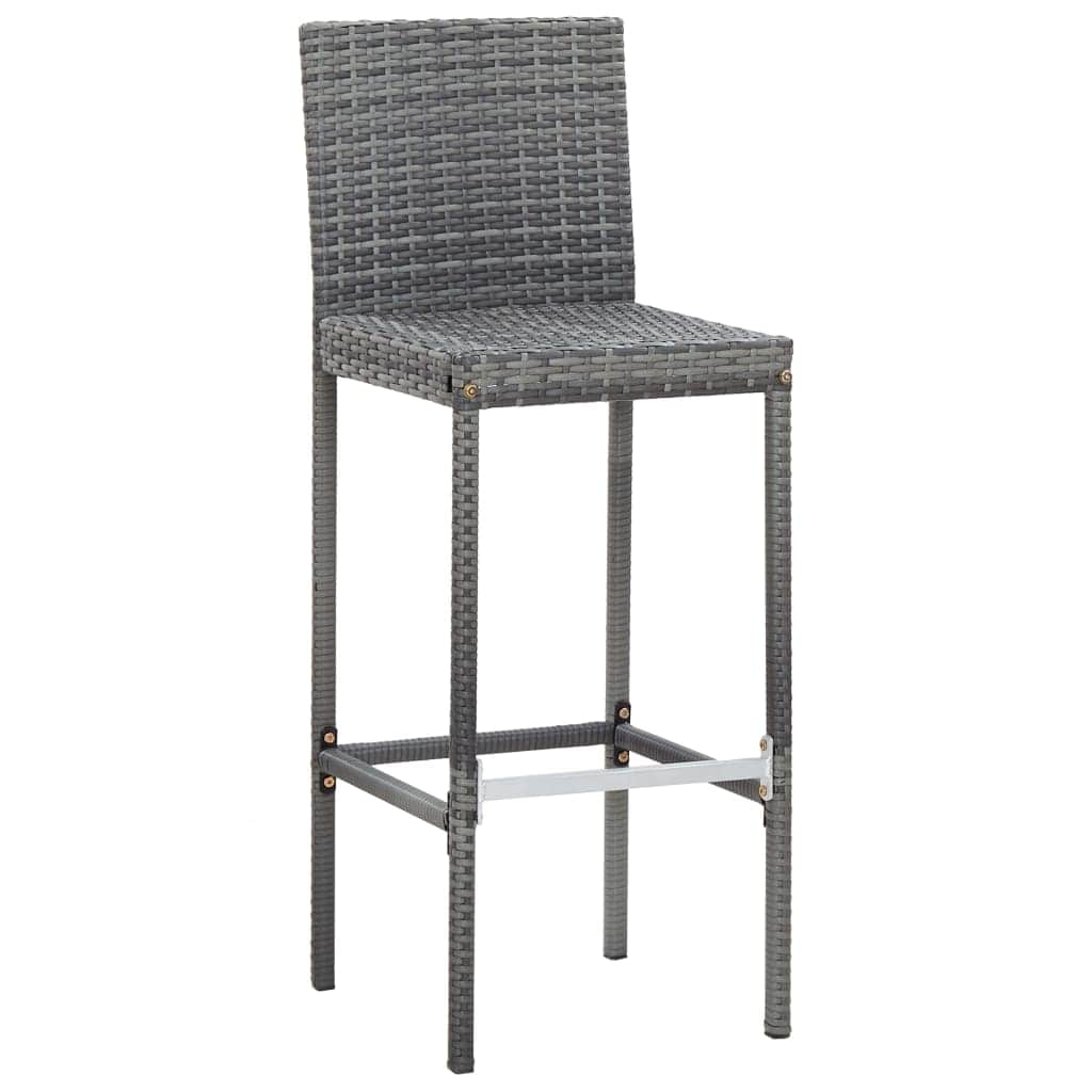 9 Piece Outdoor Bar Set Poly Rattan and Acacia Wood Grey