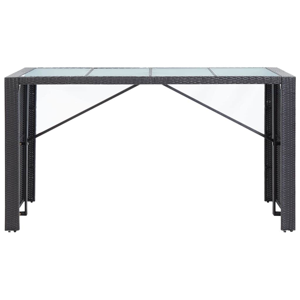 9 Piece Outdoor Bar Set Poly Rattan Black