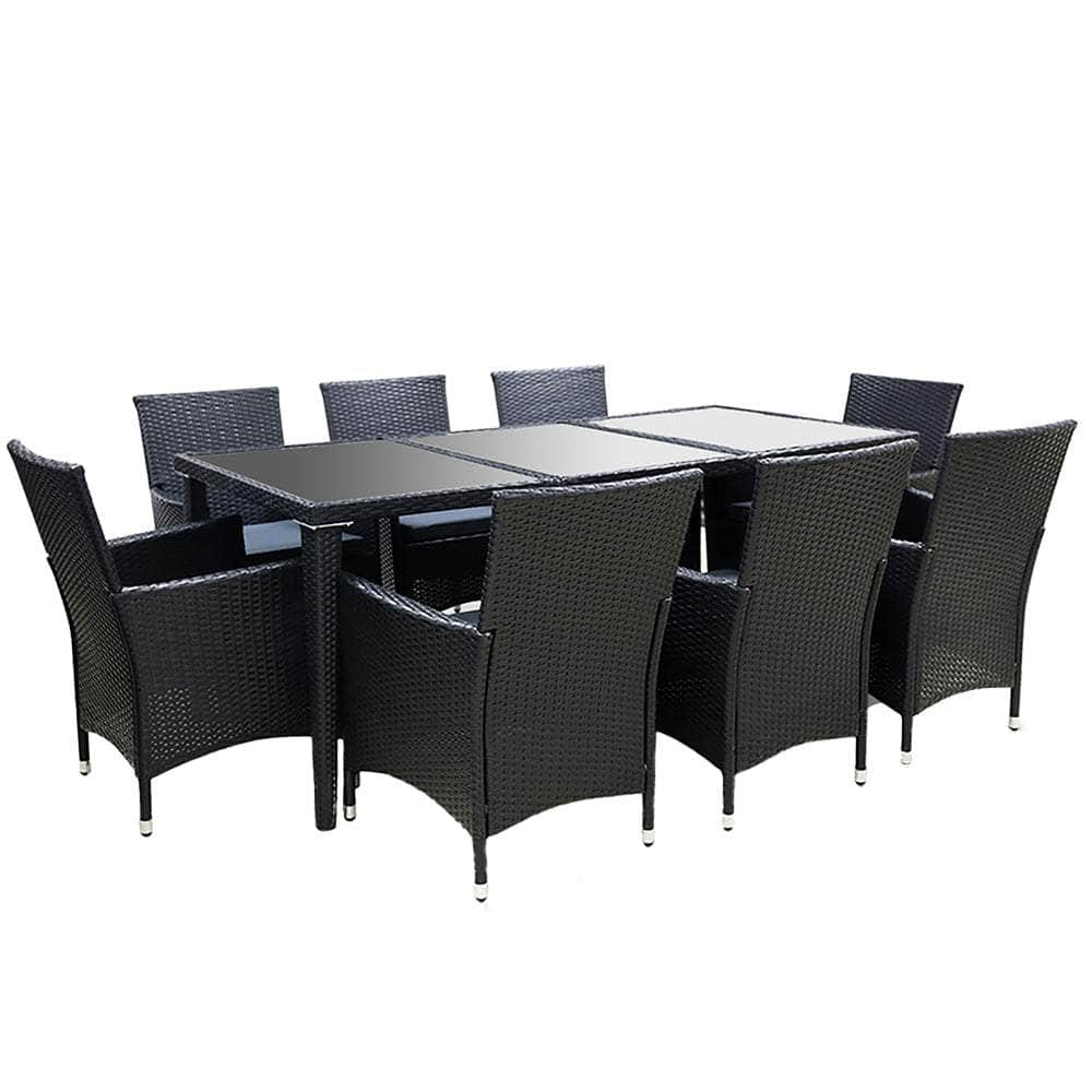 9 Piece Outdoor Dining Set - Black