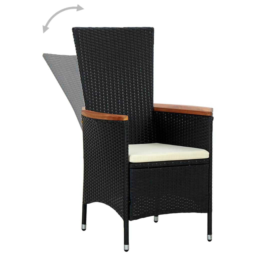 9 Piece Outdoor Dining Set Poly Rattan Acacia Wood Black