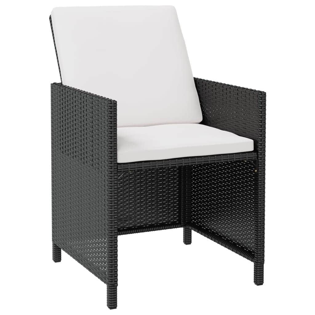 9 Piece Outdoor Dining Set Poly Rattan and Acacia Wood Black