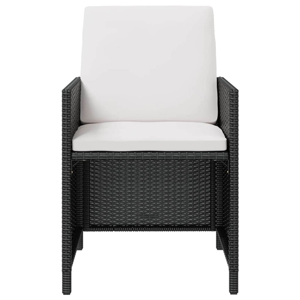 9 Piece Outdoor Dining Set Poly Rattan and Acacia Wood Black