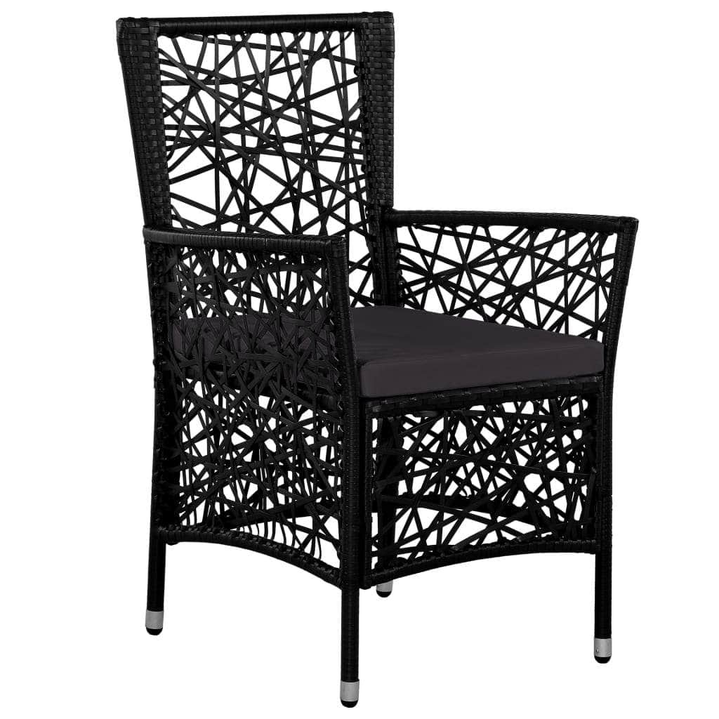 9 Piece Outdoor Dining Set Poly Rattan Black