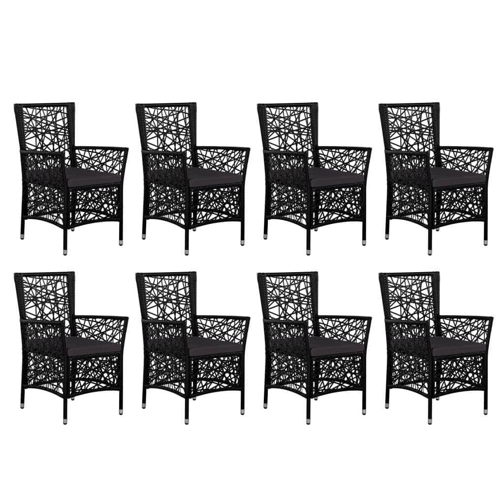 9 Piece Outdoor Dining Set Poly Rattan Black