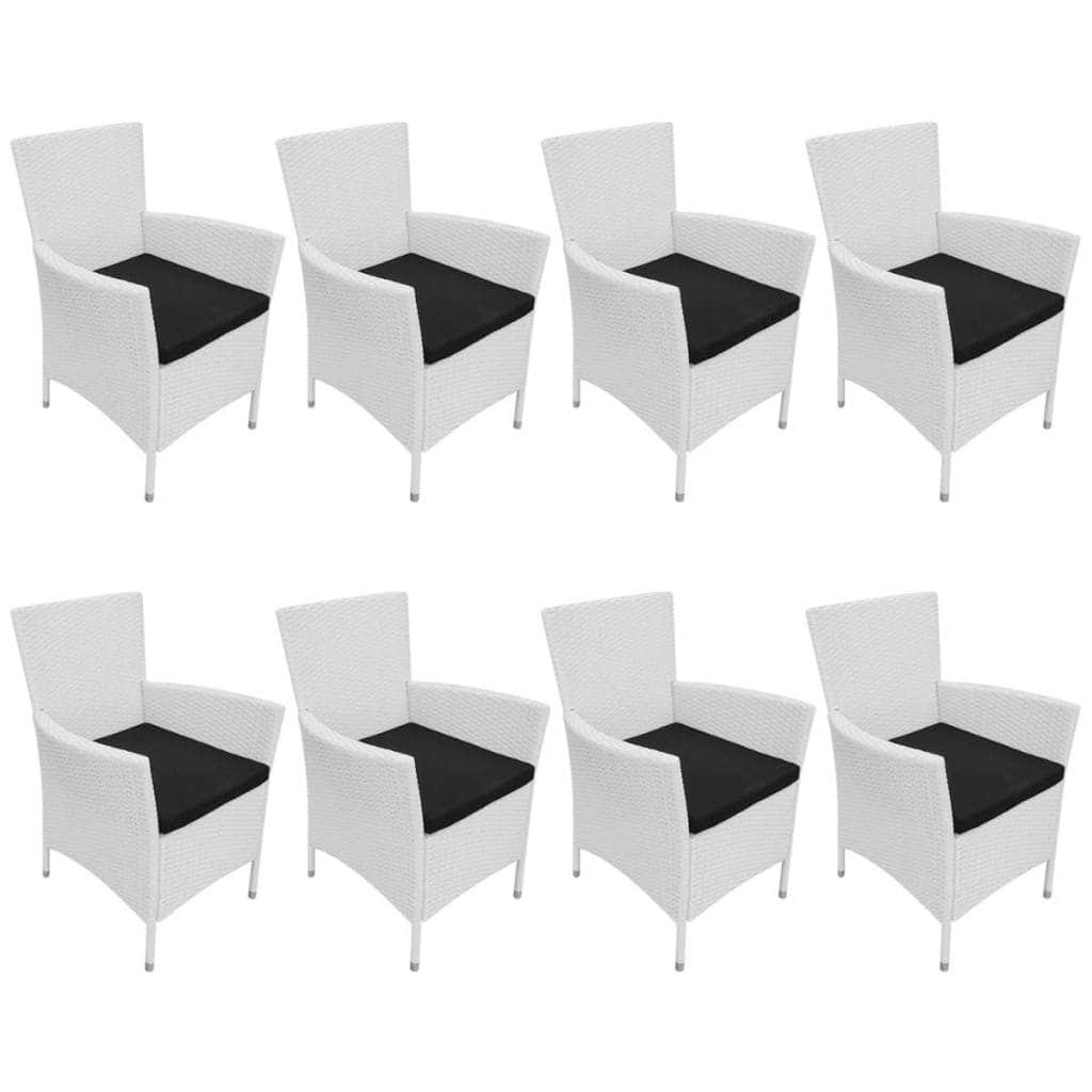 9 Piece Outdoor Dining Set Poly Rattan Cream White
