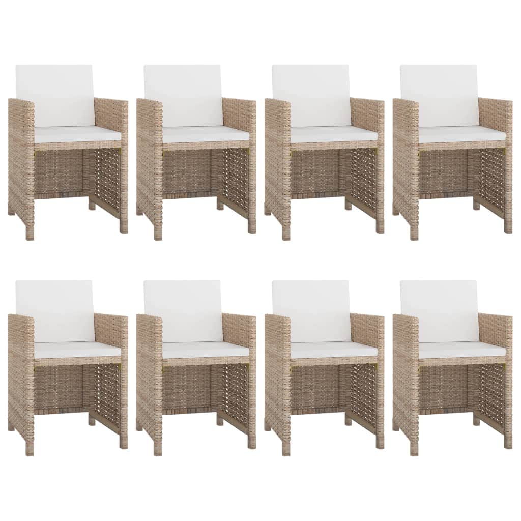 9 Piece Outdoor Dining Set with Cushions Poly Rattan Beige