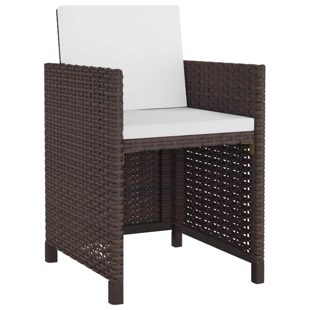 9 Piece Outdoor Dining Set with Cushions Poly Rattan Brown