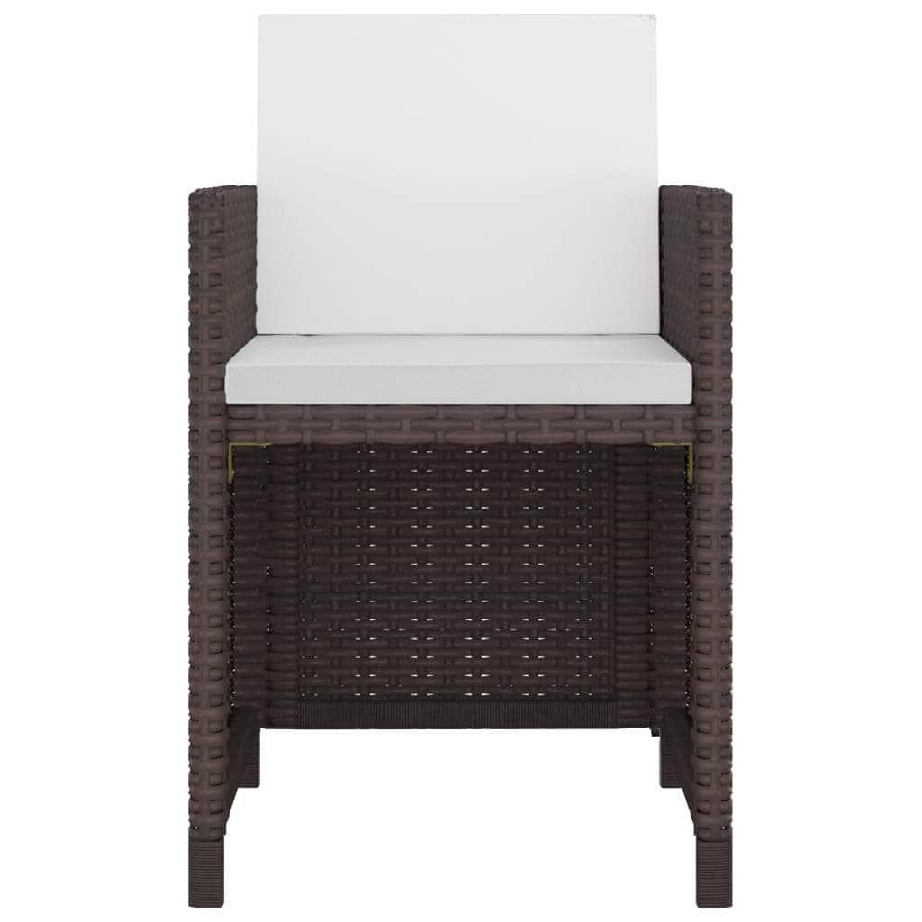 9 Piece Outdoor Dining Set with Cushions Poly Rattan Brown