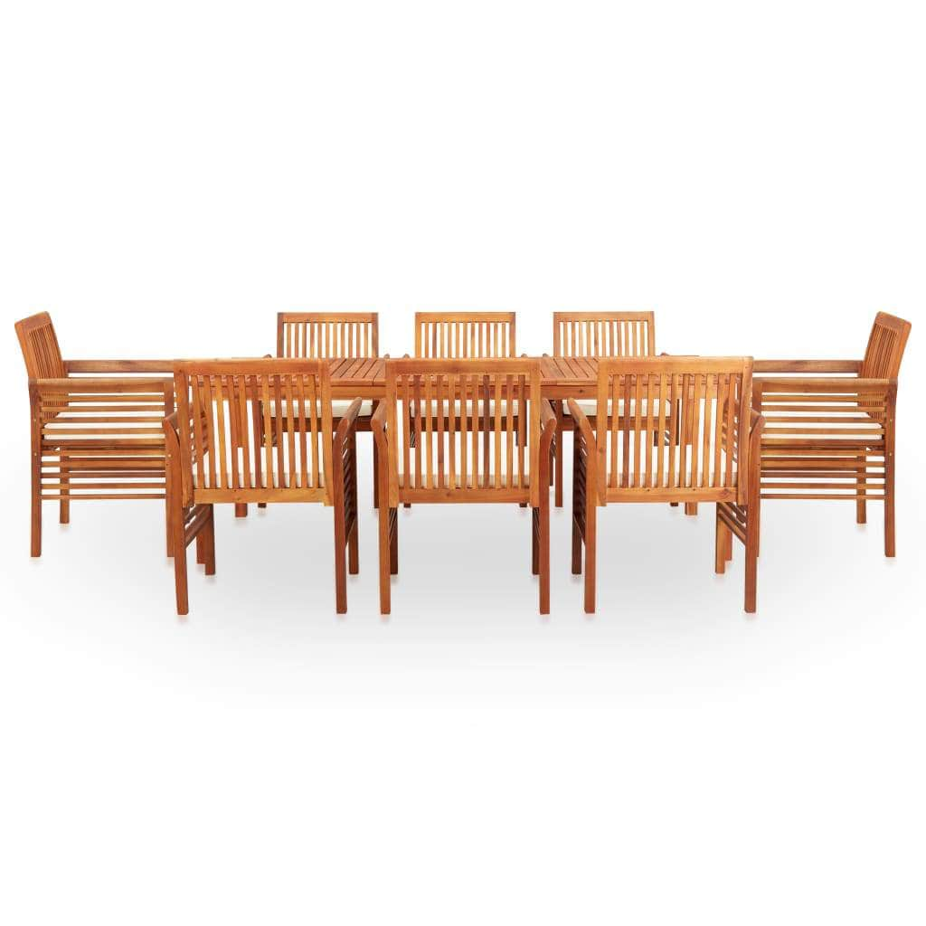 9 Piece Outdoor Dining Set with Cushions Solid Acacia Wood