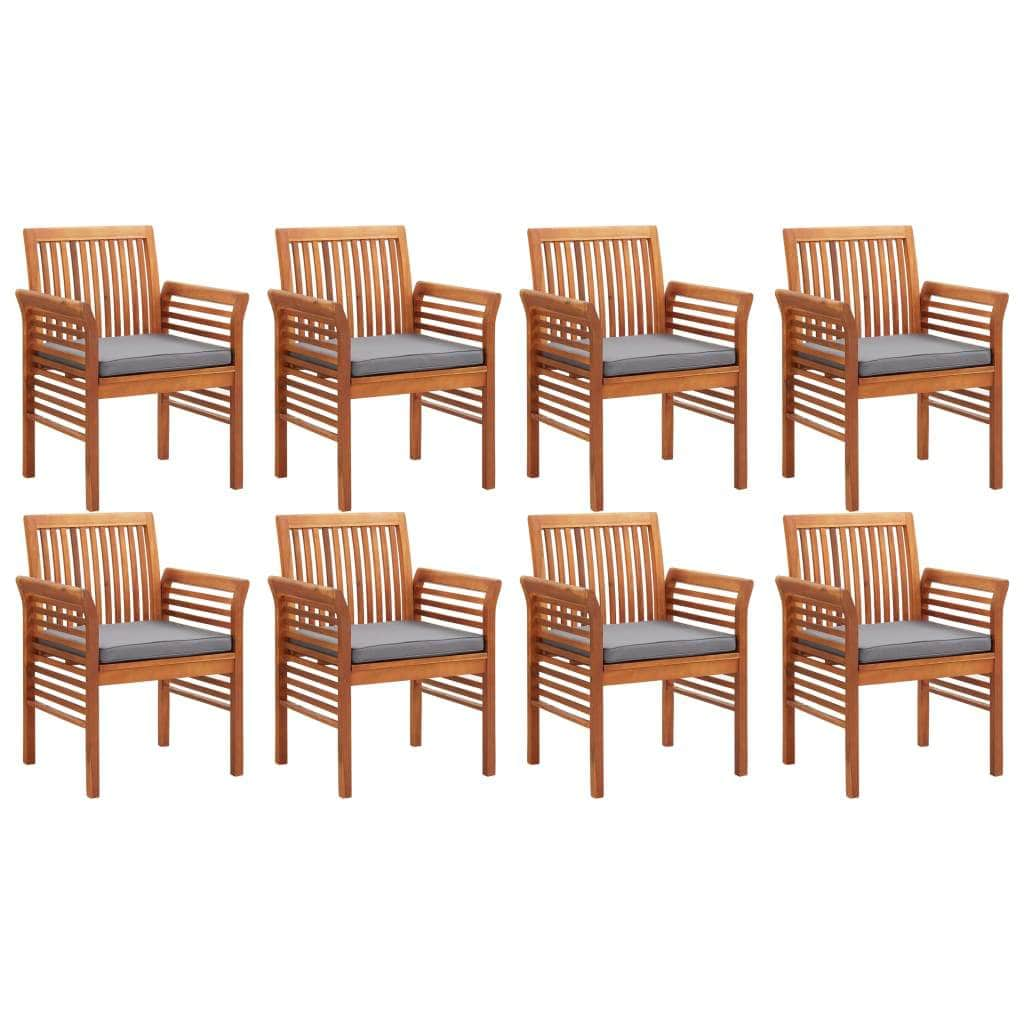 9 Piece Outdoor Dining Set with Cushions Solid Acacia Wood