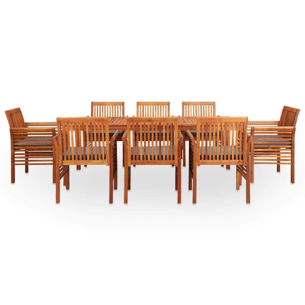 9 Piece Outdoor Dining Set with Cushions Solid Acacia Wood