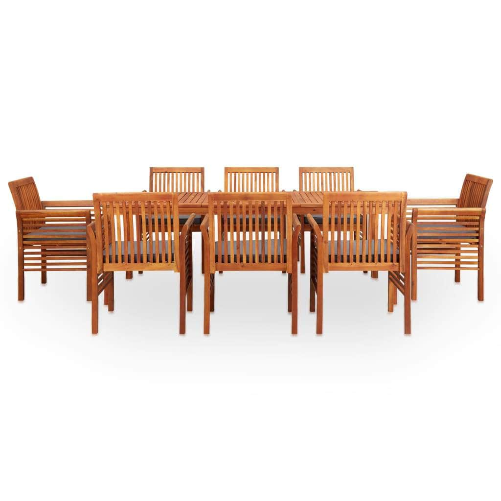 9 Piece Outdoor Dining Set with Cushions Solid Acacia Wood