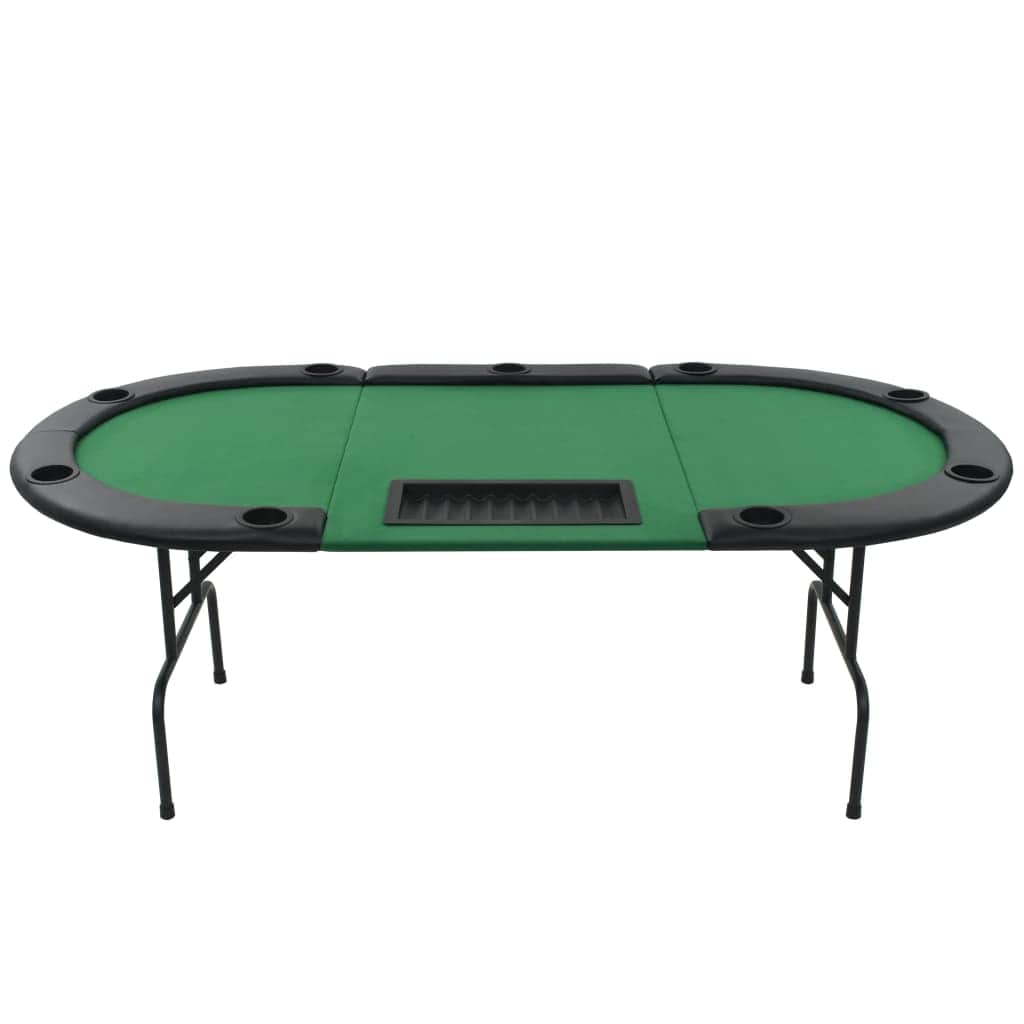 9-Player Folding Poker Table 3 Fold Oval Green