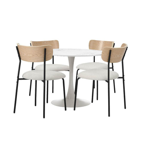90cm Dining Table and Chairs 4-Seater Kitchen Furniture Set