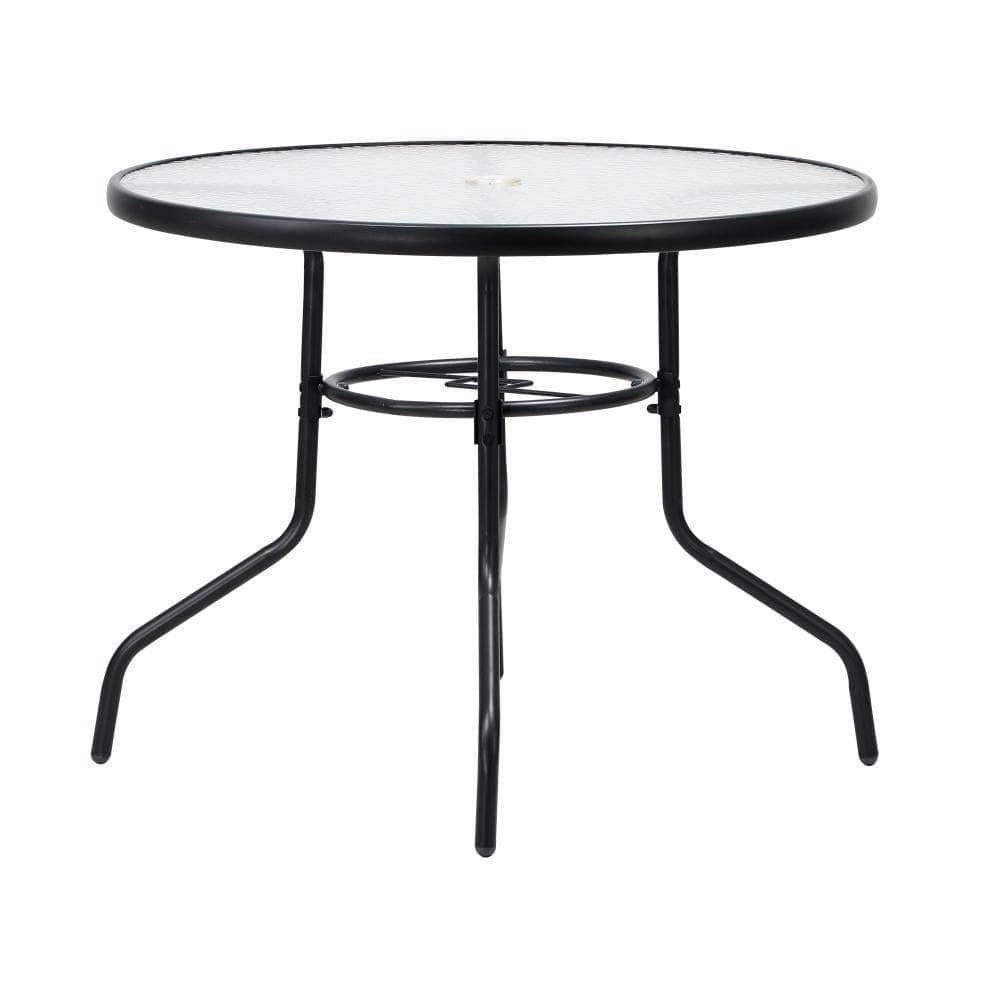 Outdoor Dining Set - 90cm Outdoor Dining Glass Table Round Patio Furniture Bistro Set