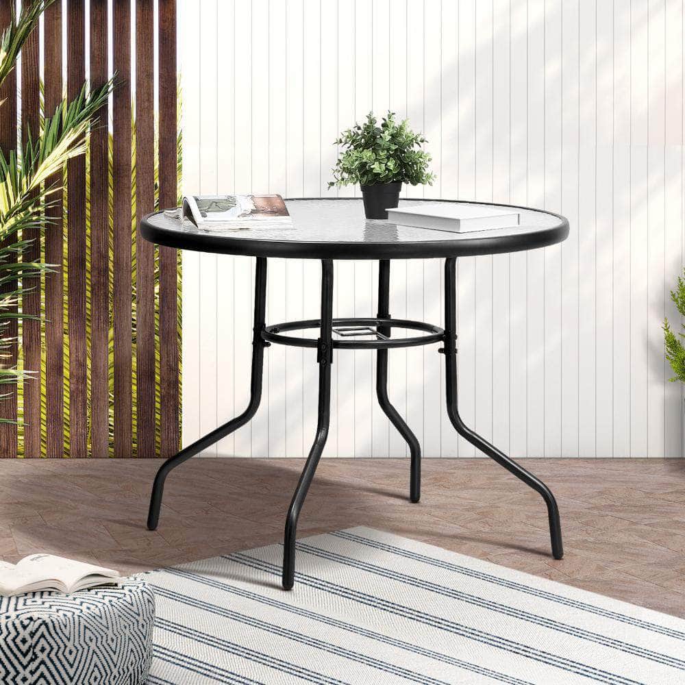90cm Outdoor Dining Glass Table Round Patio Furniture