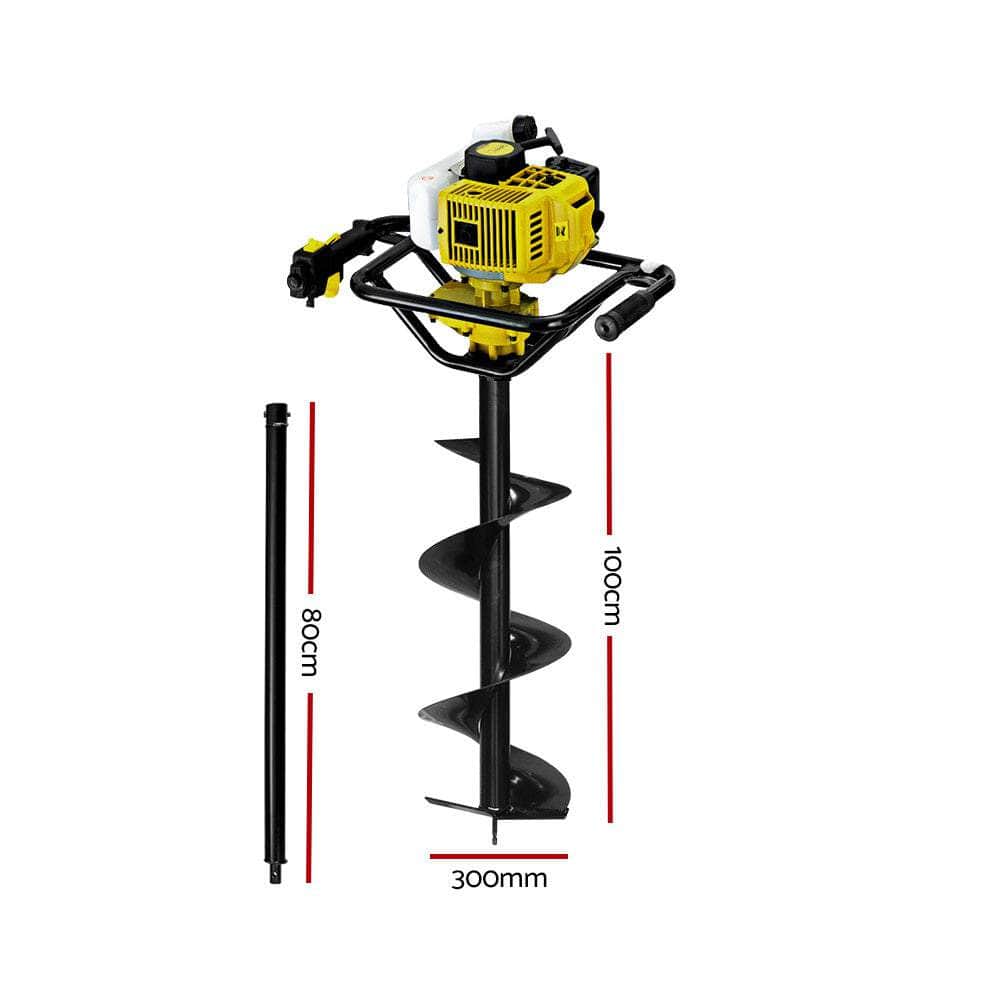 92CC Post Hole Digger Petrol Auger Drill Borer Fence Earth Power 300mm