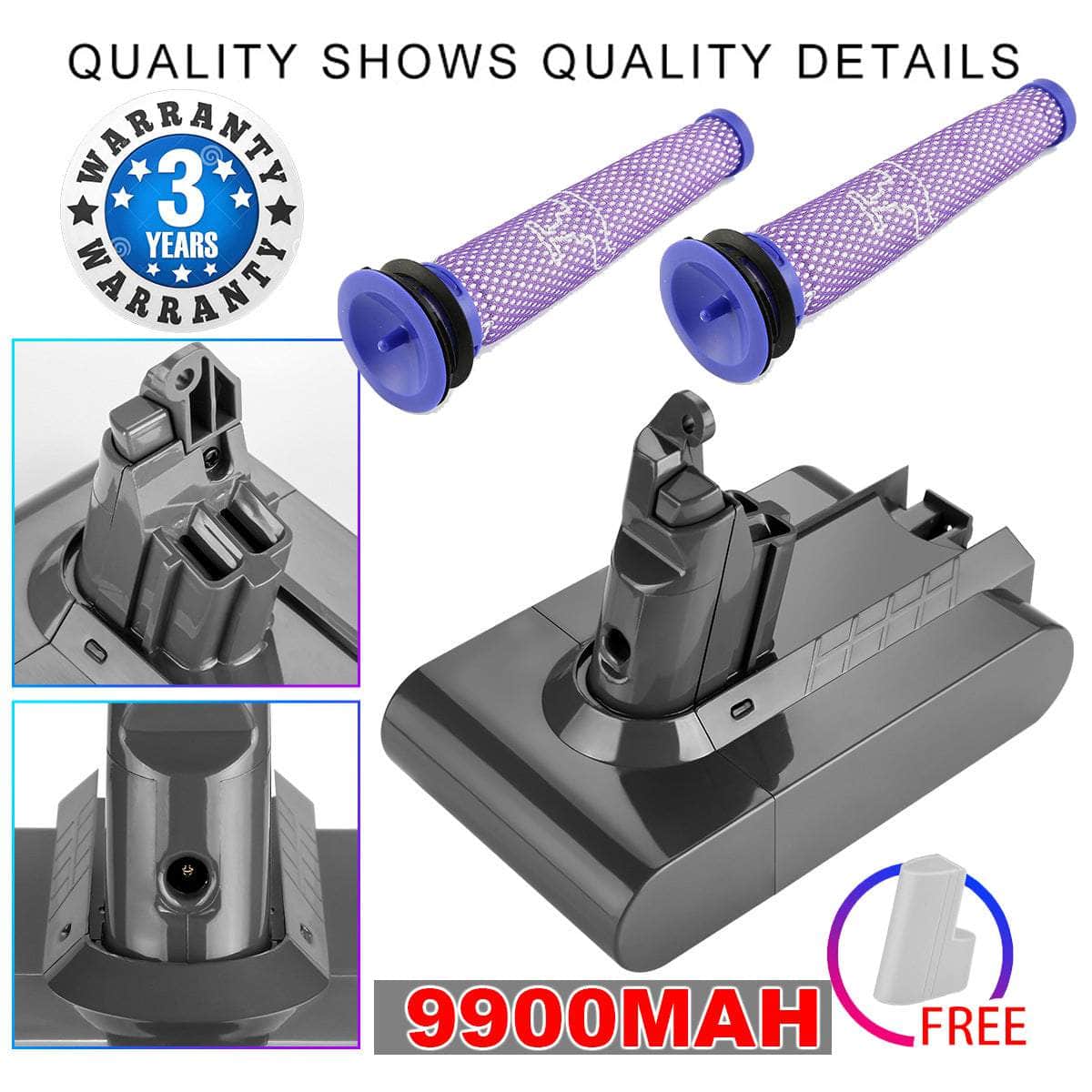 9900MAH For Dyson V6 Battery v6 Animal