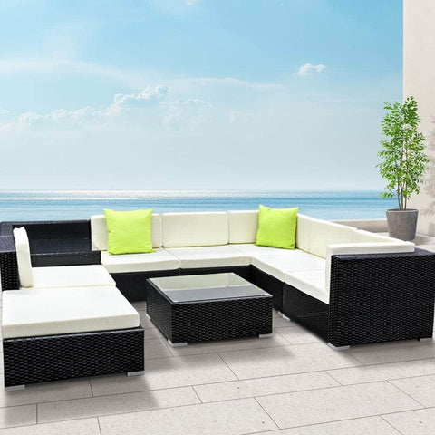 9PC Outdoor Furniture Sofa Set Wicker Garden Patio Pool Lounge