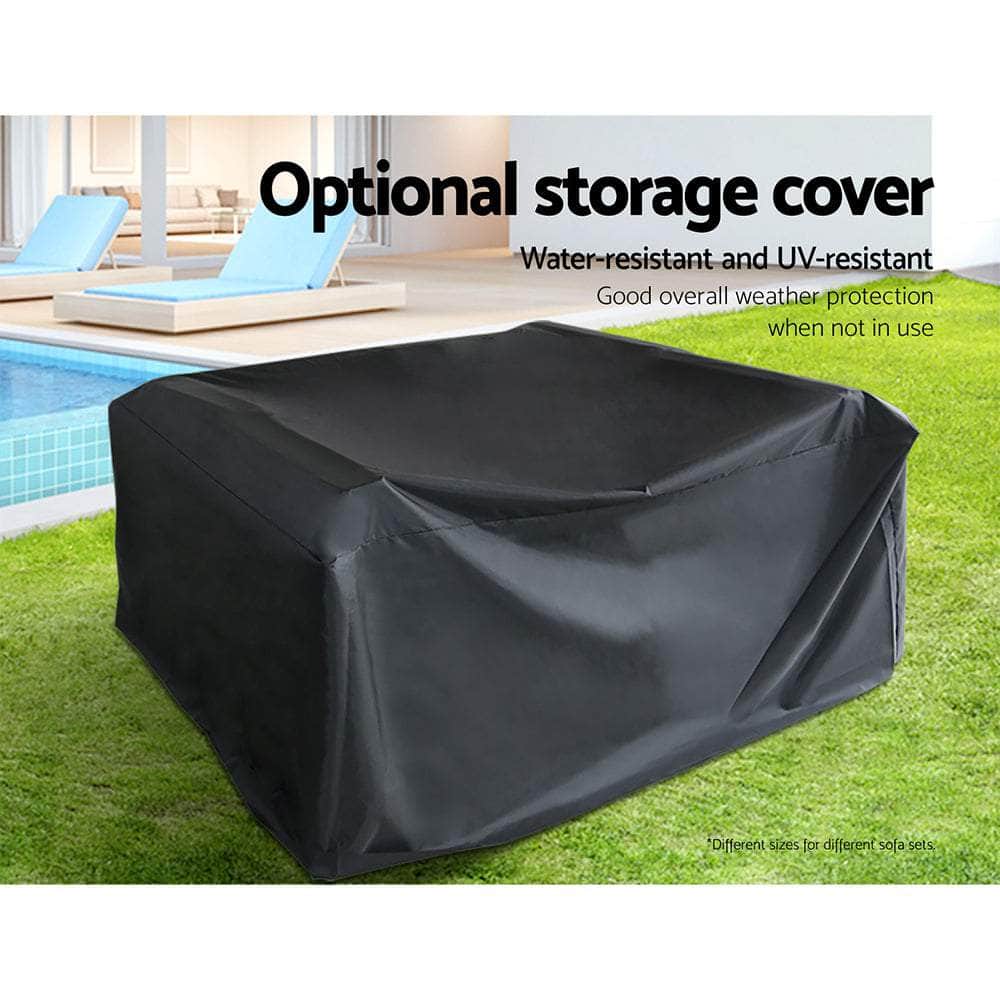 9PC Sofa Set with Storage Cover Outdoor Furniture Wicker