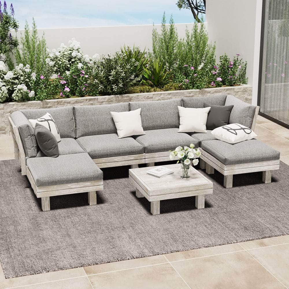 9PCS 7PCS Outdoor Sofa Set Wooden Lounge Setting Table Chair