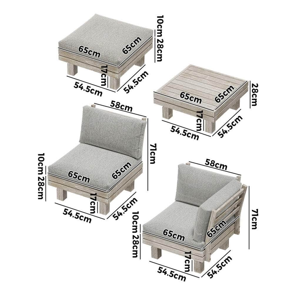 9PCS 7PCS Outdoor Sofa Set Wooden Lounge Setting Table Chair