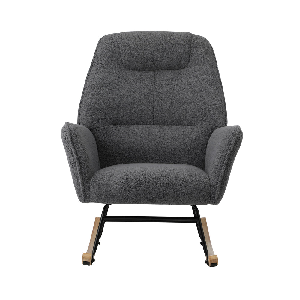 Rocking Chair Armchair Sherpa Accent Upholstered Living Room Seat Green/White/Grey