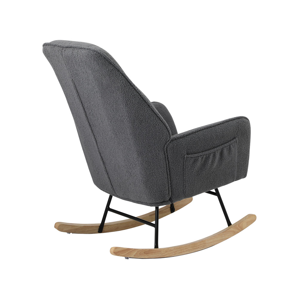 Rocking Chair Armchair Sherpa Accent Upholstered Living Room Seat Green/White/Grey