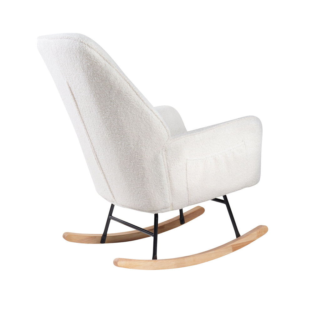 Rocking Chair Armchair Sherpa Accent Upholstered Living Room Seat Green/White/Grey